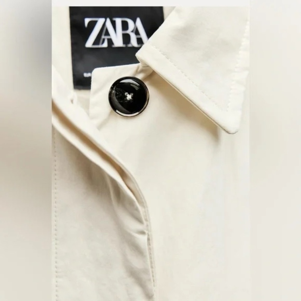 Zara Pocket Trench Coat in Ecru - Picture 5 of 11